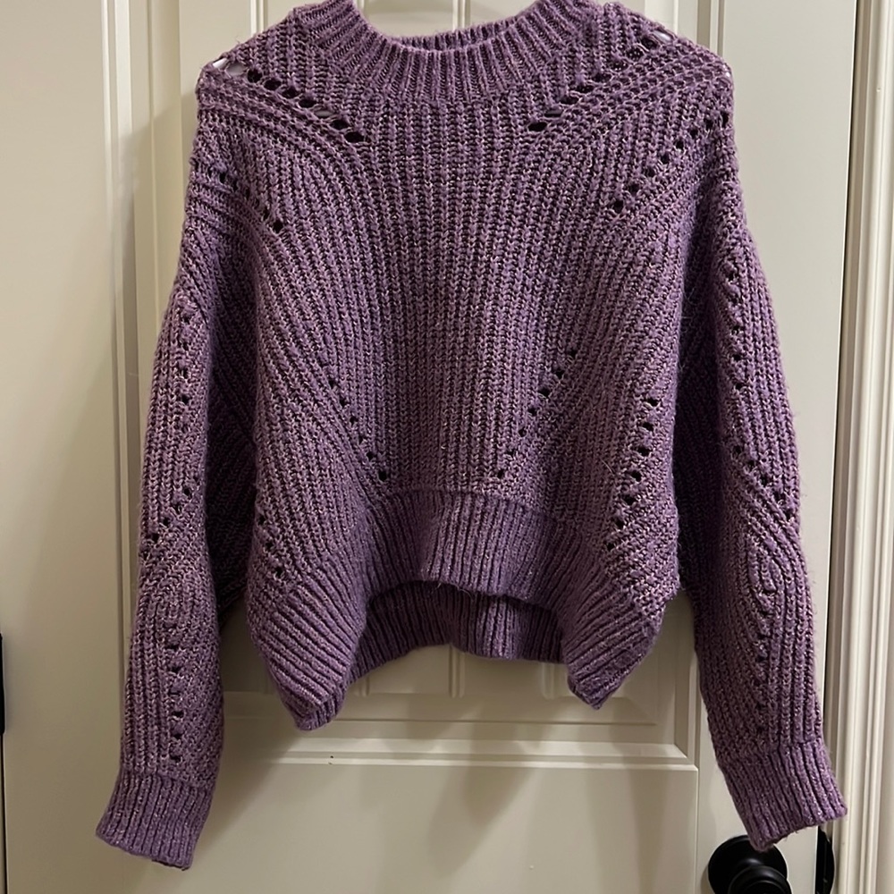 Elizabeth And James Purple Crocheted Sweater